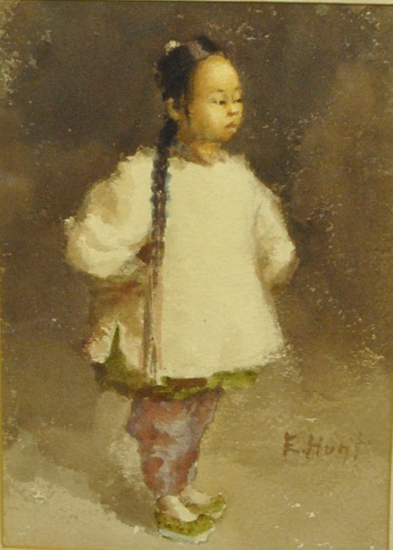 Appraisal: - Hunt Esther - watercolor portrait of a Chinese girl