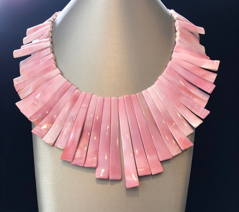 Appraisal: Pink Queen Conch Shell Bib Necklace Pink Queen Conch Shell