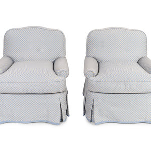 Appraisal: A Pair of Contemporary Upholstered Club Chairs Height x width