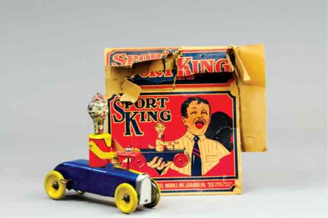 Appraisal: SPORT KING AUTO WITH PARTIAL BOX Girard lithographed tin long