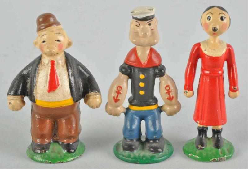 Appraisal: Set of Cast Iron Hubley Popeye Paperweights Description Includes Popeye