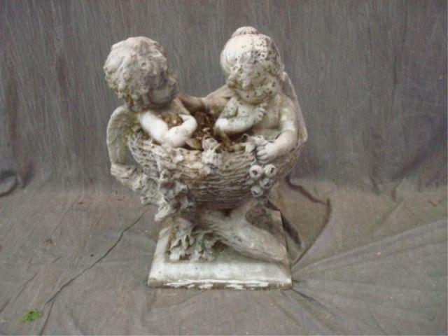 Appraisal: Marble Winged Putti From a Westchester estate Dimensions x