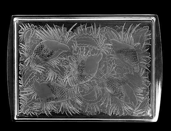 Appraisal: Lalique France Mid th Century Partridge Tray Lalique France Mid