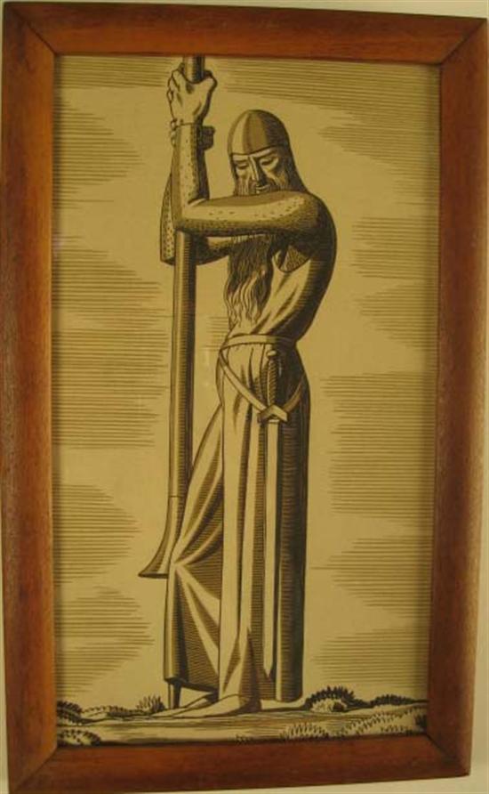 Appraisal: Rockwell Kent - Pilgrim Woodblock Label on back Raymond Raymond