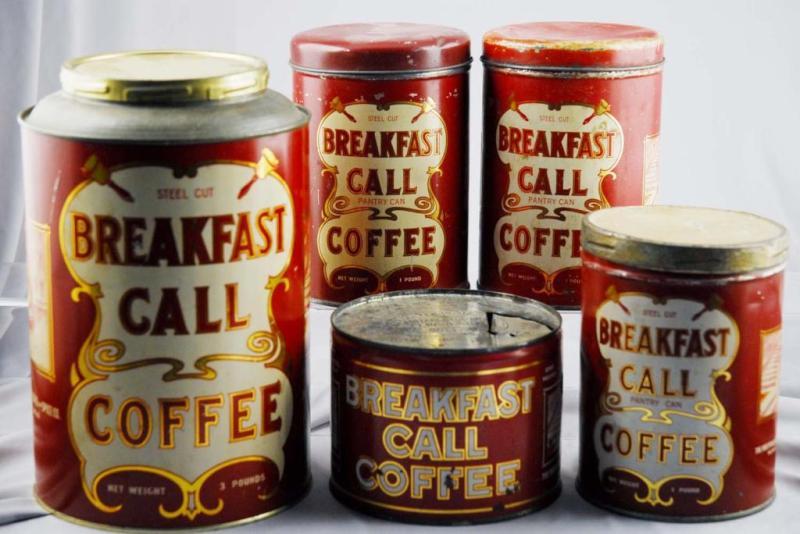 Appraisal: Lot of Breakfast Call Coffee Tins Condition Excellent Size Largest