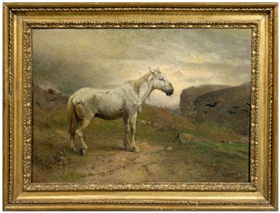 Appraisal: Henry Enrico Coleman Painting wild horse in meadow with black