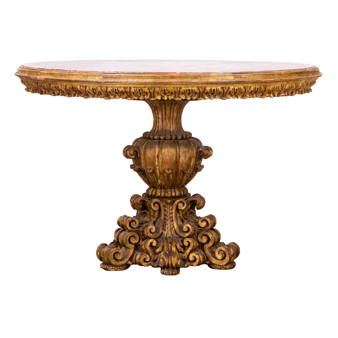 Appraisal: A BAROQUE STYLE GILTWOOD AND MARBLE CENTER TABLE A Baroque