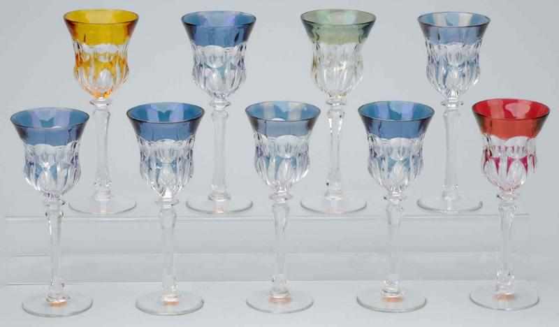 Appraisal: Lot of Cut Glass Moser Stemmed Goblets Description With zipper