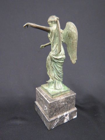 Appraisal: Bronze Statue of a Winged Lady classical style green patina