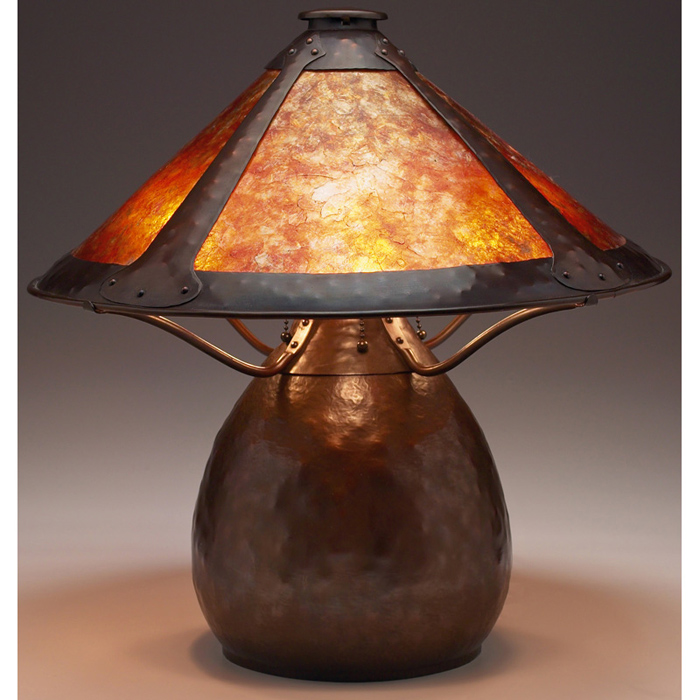 Appraisal: Michael Ashford lamp contemporary hammered copper base and conical shade