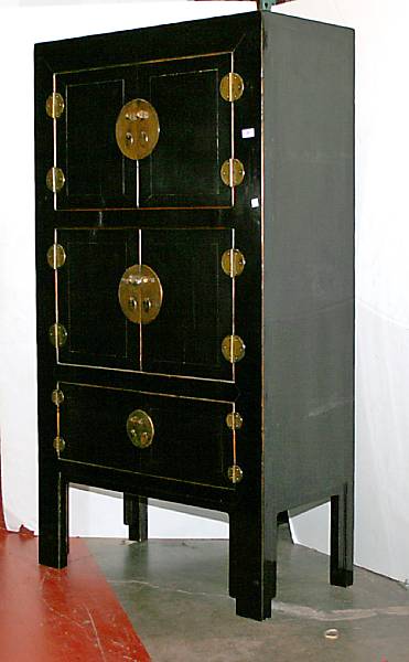 Appraisal: A Chinese black lacquered cabinet modern height ft in width