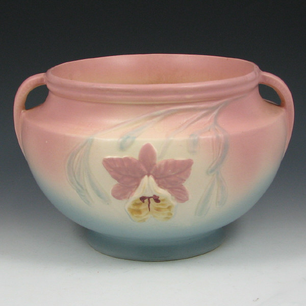 Appraisal: Hull Orchid - Jardiniere Orchid jardiniere in pink and blue