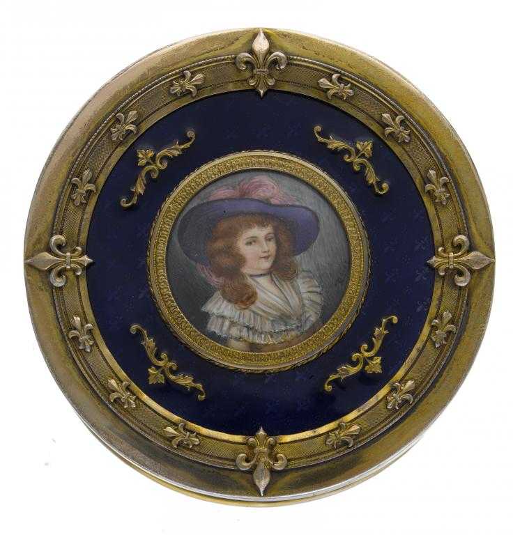 Appraisal: A FRENCH SILVER GILT AND ENAMEL POWDER BOX AND COVER