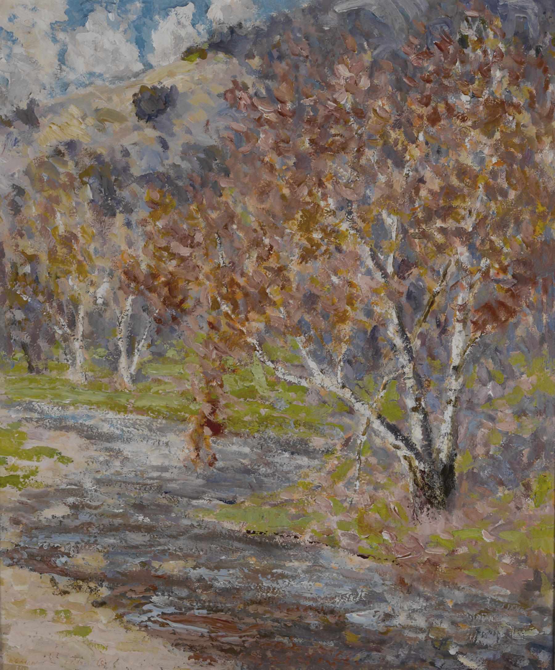 Appraisal: Fremont F Ellis American - Sycamores along the river signed