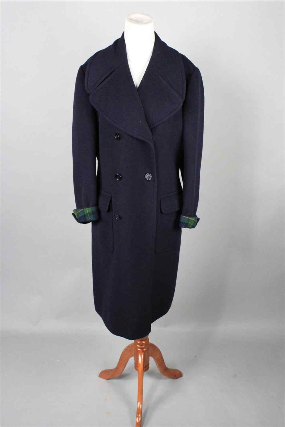 Appraisal: CHRISTIAN DIOR MONSIEUR LADY'S NAVY BLUE COAT WITH BLACK WATCH