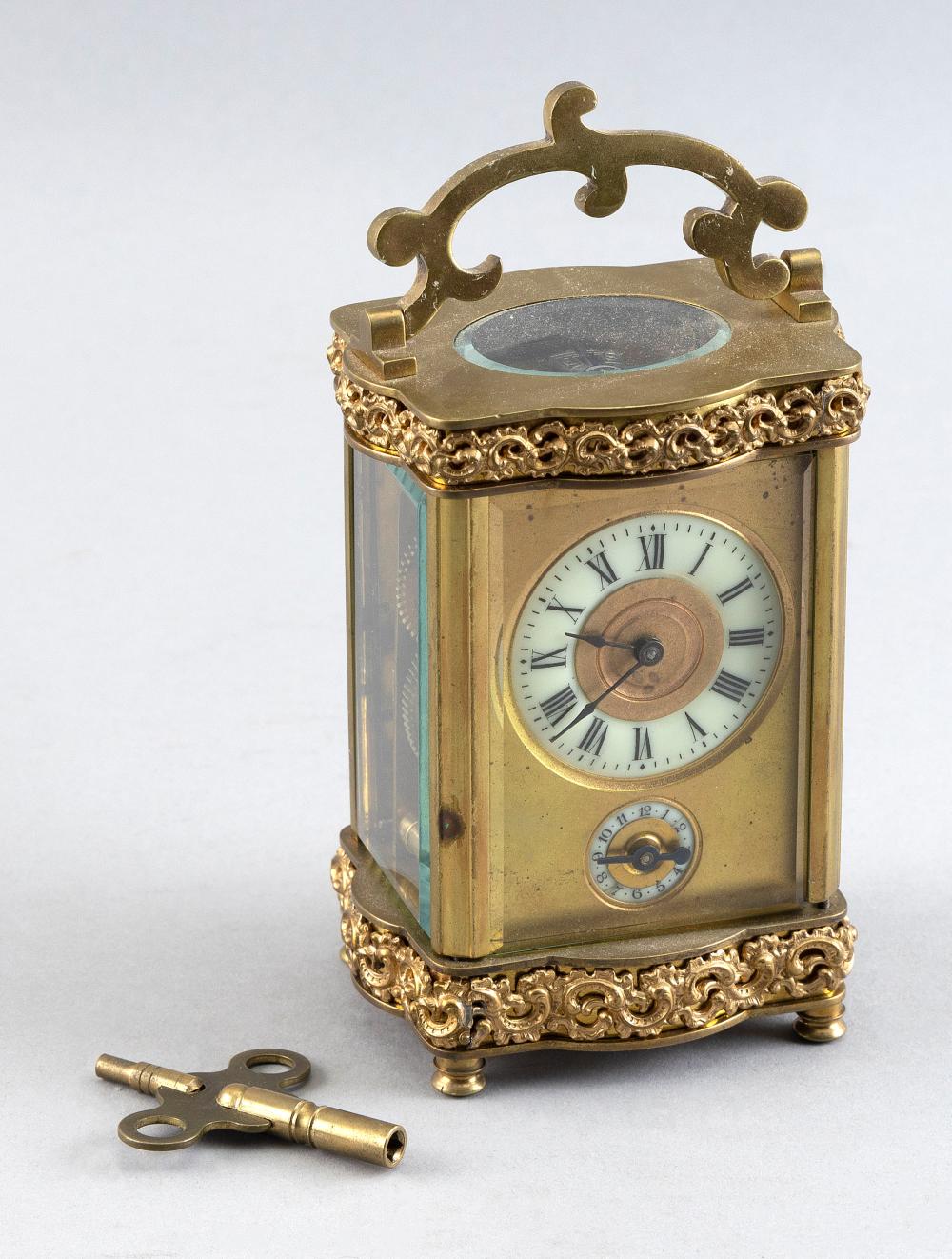 Appraisal: FRENCH BRASS CASE CARRIAGE CLOCK LATE TH EARLY TH CENTURY