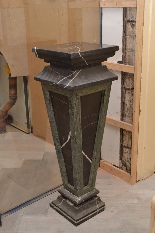 Appraisal: A PAIR OF BLACK AND GREEN MARBLE PEDESTALS A PAIR