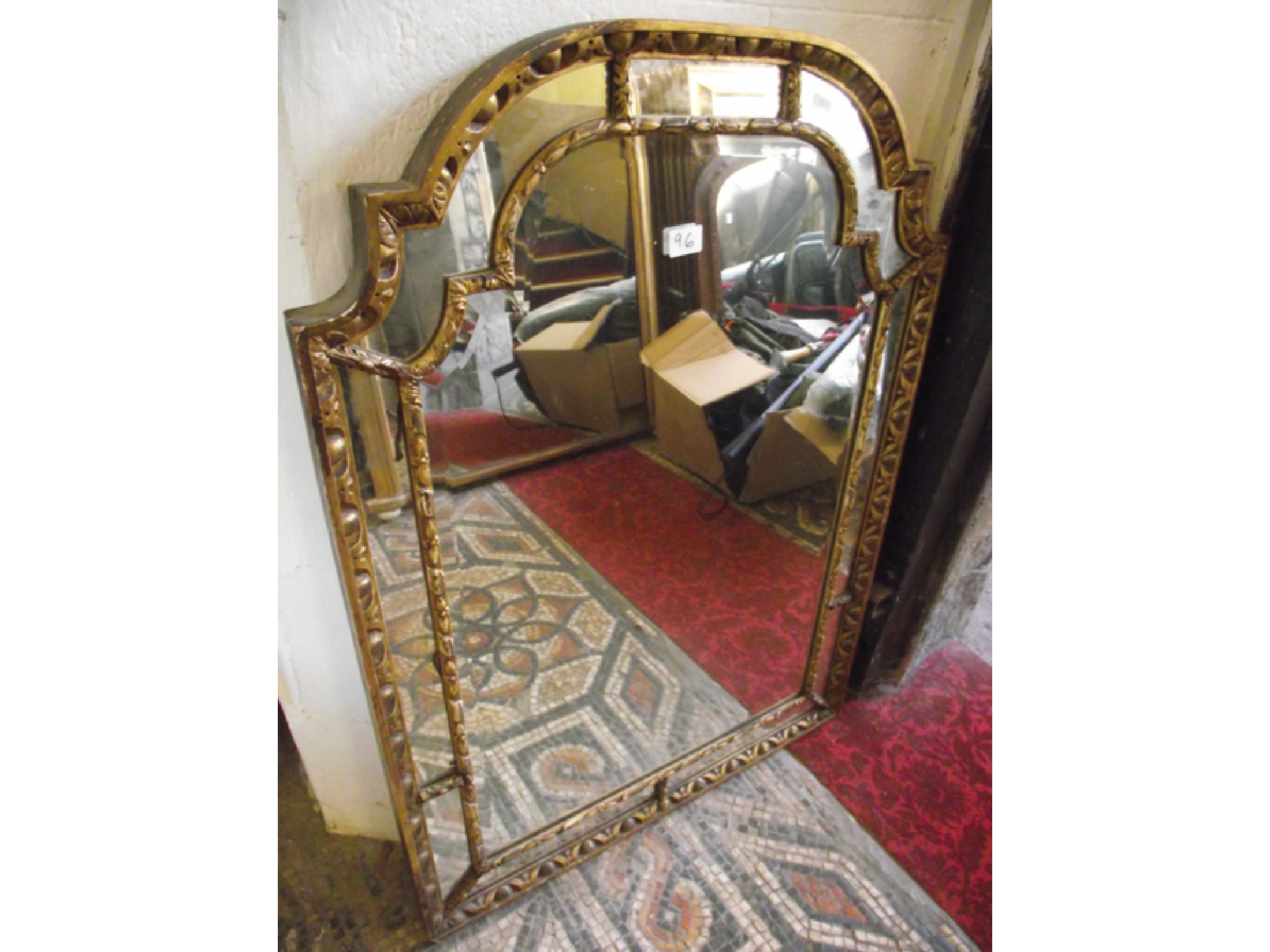 Appraisal: A th century wall mirror of stepped arched form the