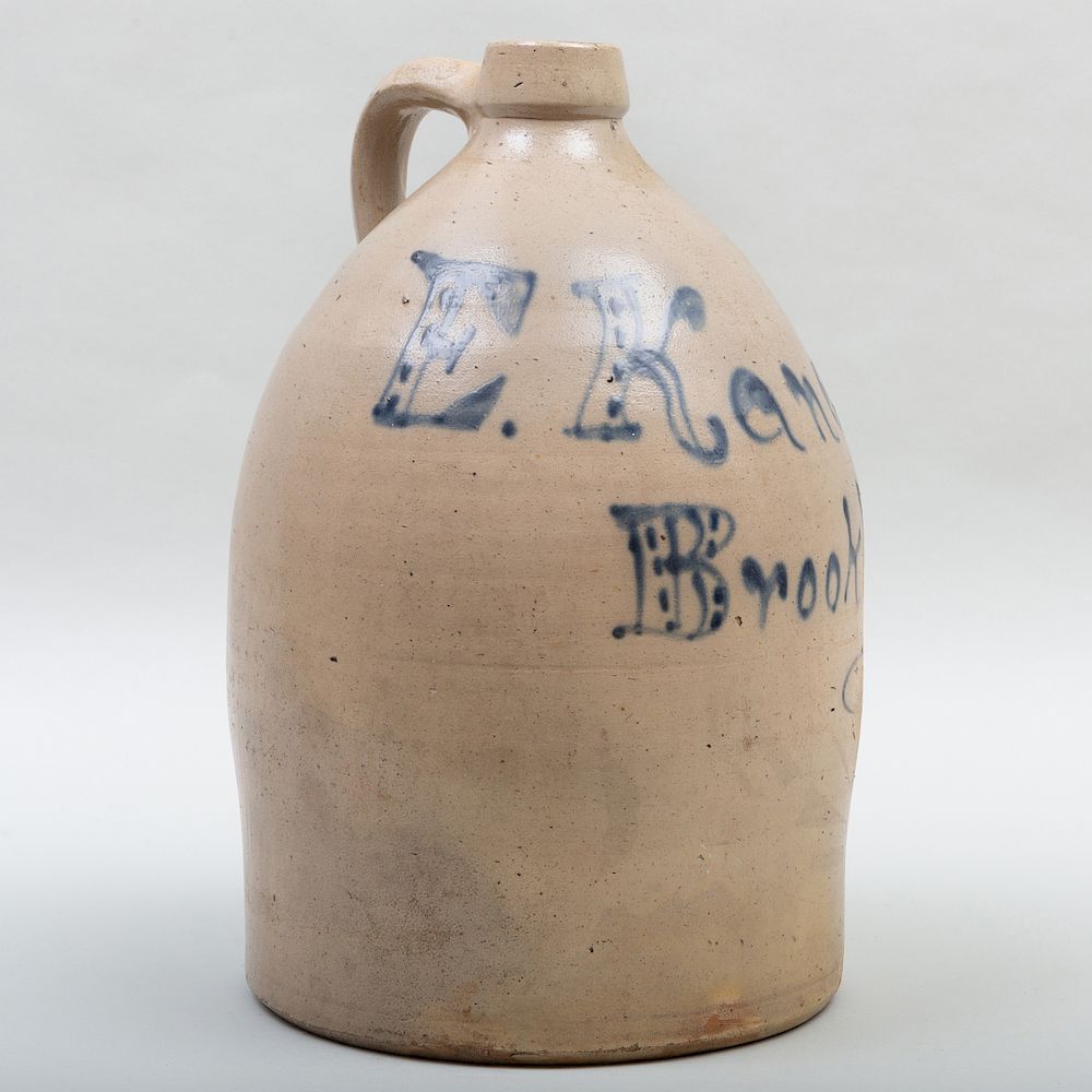 Appraisal: Brooklyn Salt Glazed Stoneware Five Gallon Jug Painted 'E Kane