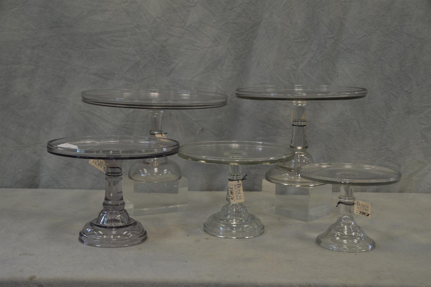 Appraisal: Clear glass cake pedestals largest - diameter x - h