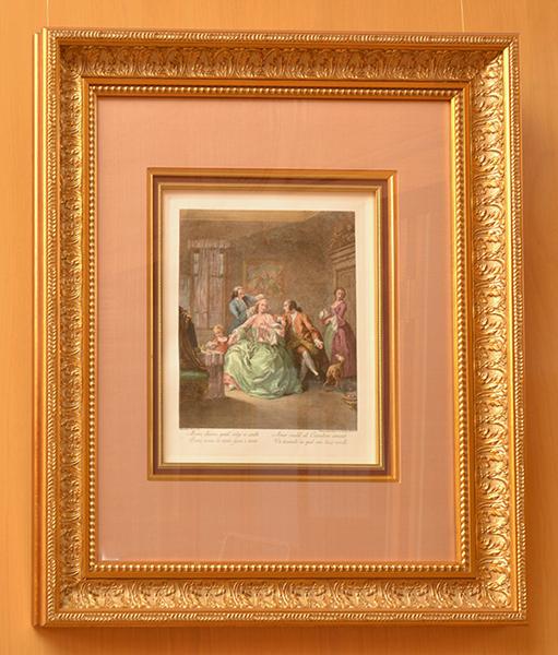 Appraisal: GILT FRAMED HAND COLOURED ITALIAN ENGRAVING H XW