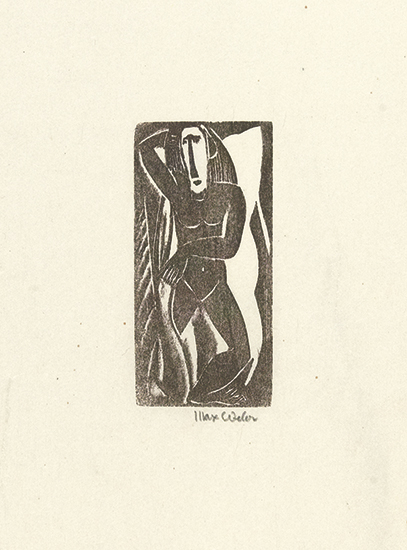 Appraisal: MAX WEBER Two woodcuts Standing Nude x mm x inches