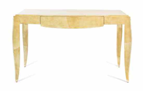 Appraisal: A Faux Parchment Veneered Writing Desk after a design by