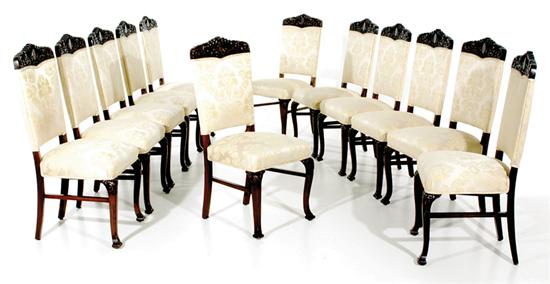 Appraisal: Continental carved walnut set of side chairs late th early