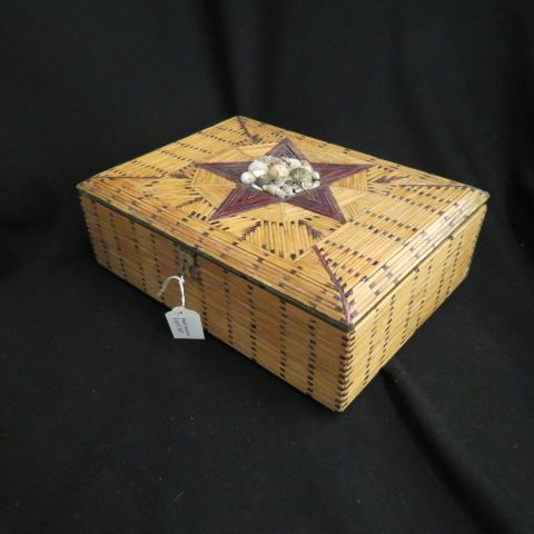 Appraisal: Folk Art or Seaman's Handmade Box decorated with wooden match