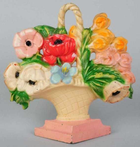 Appraisal: Cast Iron Poppies Snapdragons Flower Doorstop Hubley Numbered Pink accent