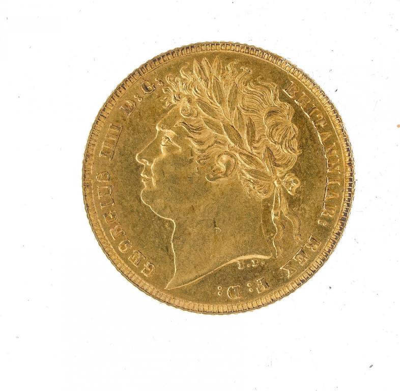 Appraisal: GEORGE IV SOVEREIGN minor marks on neck EF or better