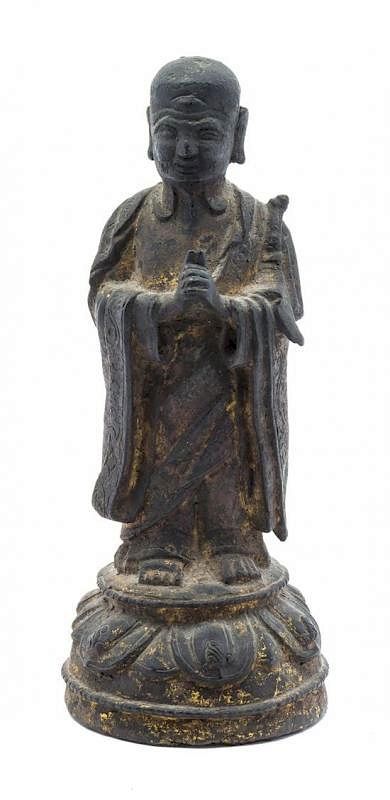 Appraisal: A Bronze Figure of a Luohan Height x width inches