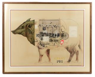 Appraisal: Robert Allen Nelson Giant Pig Mixed Media Robert Allen Nelson