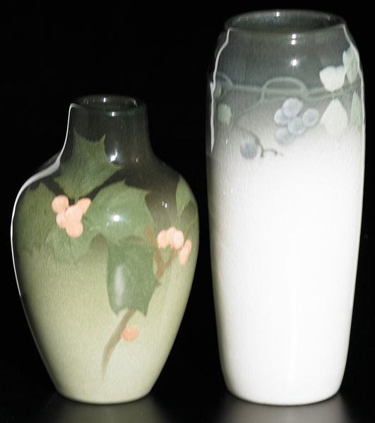 Appraisal: ROOKWOOD Two Iris glaze vases by Irene Bishop with grapes