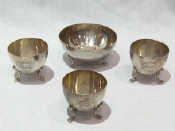 Appraisal: Three silver eggcups and a small dish all marked S