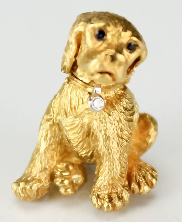 Appraisal: TIFFANY CO k Gold Diamond Puppy Dog Brooch Pin Signed