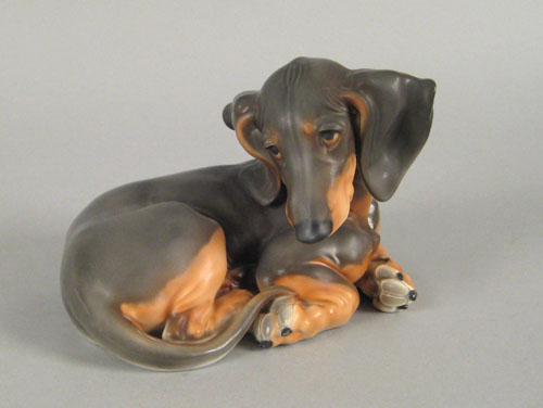 Appraisal: Rosenthal porcelain figure of a recumbent dachshund h l