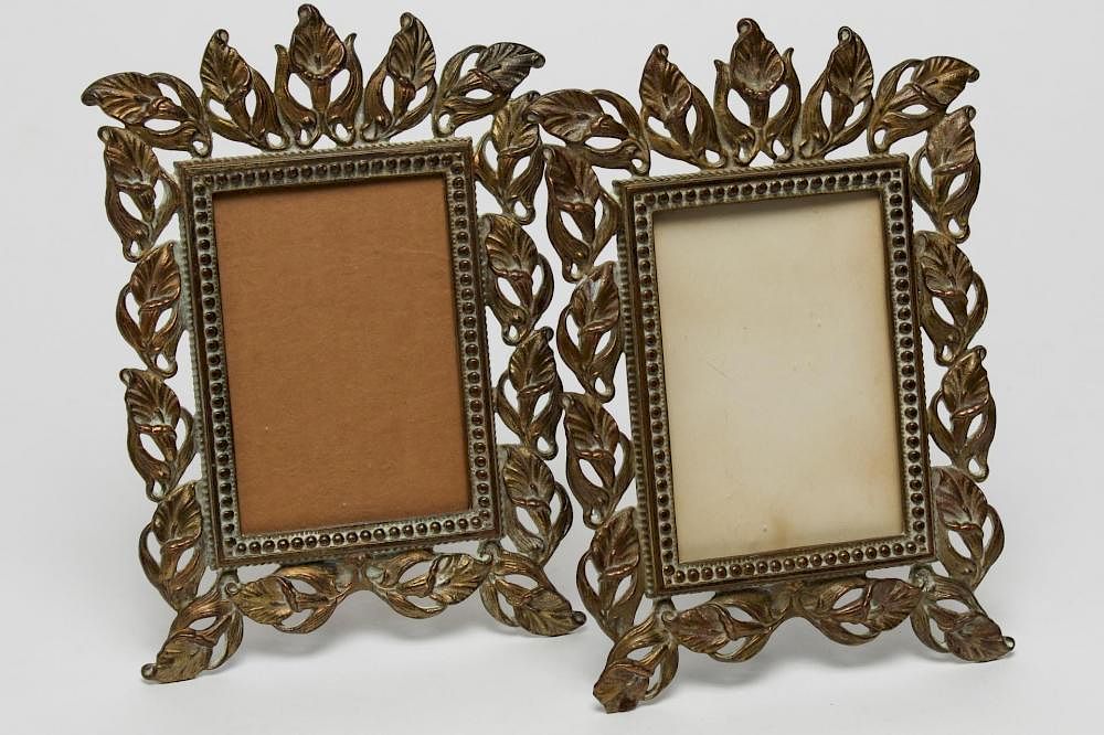 Appraisal: Art Nouveau Metal Picture Frames Antique Antique Art Nouveau picture