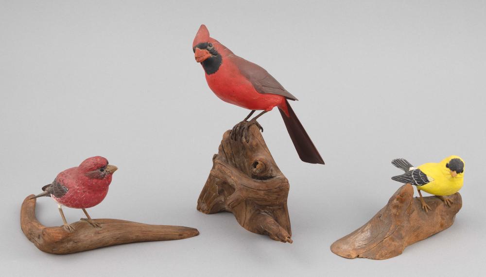 Appraisal: THREE ROBERT AND VIRGINIA WARFIELD BIRD CARVINGS Jaffrey New Hampshire