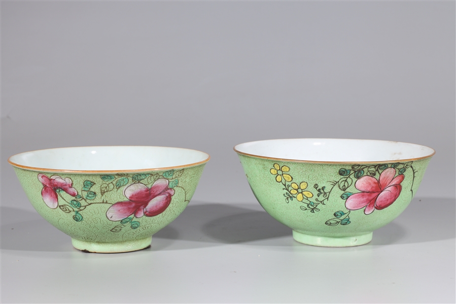 Appraisal: Two Chinese famille rose enameled porcelain bowls each with mark