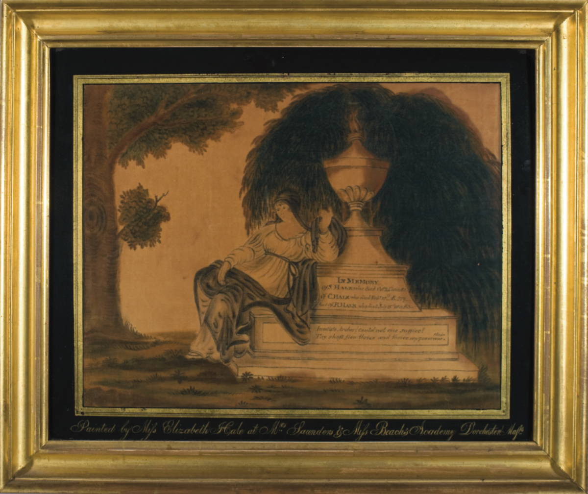 Appraisal: AMERICAN MEMORIAL VELVET THEOREM PAINTED BY MISS ELIZABETH HALE AT