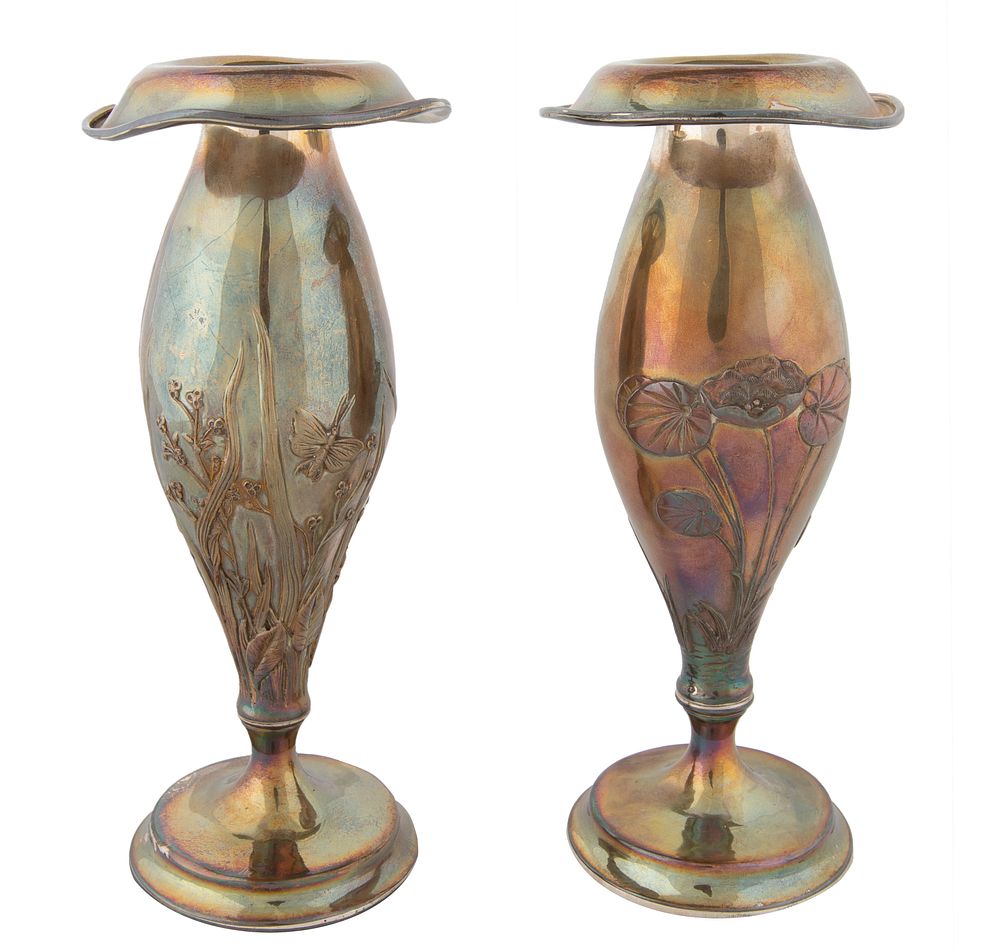 Appraisal: PAIR OF FLORAL SILVER CANDLEHOLDERS GORHAM PROVIDENCE RHODE ISLAND PAIR