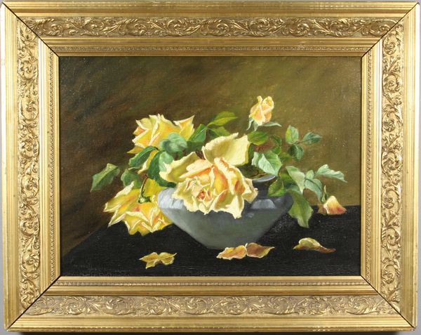 Appraisal: th Century floral still life of pink roses o c