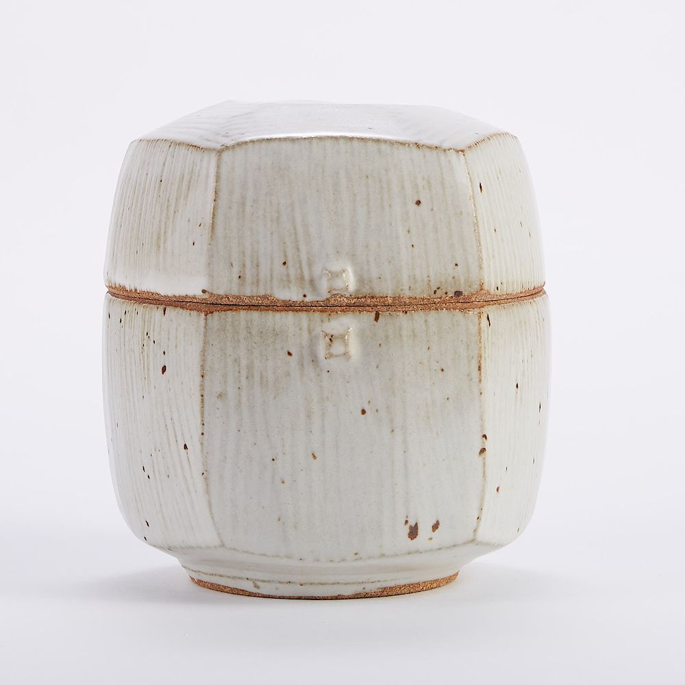 Appraisal: Warren MacKenzie Studio Ceramic Cut-Sided Lidded Warren MacKenzie - Lidded