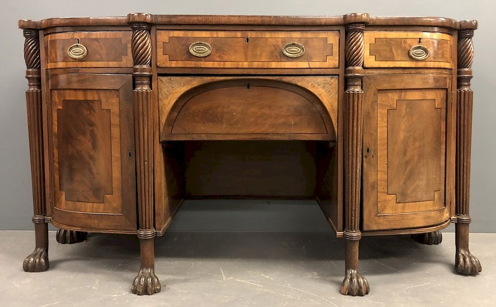 Appraisal: Unusual Georgian Mahogany Sideboard Unusual Georgian mahogany sideboard with carved