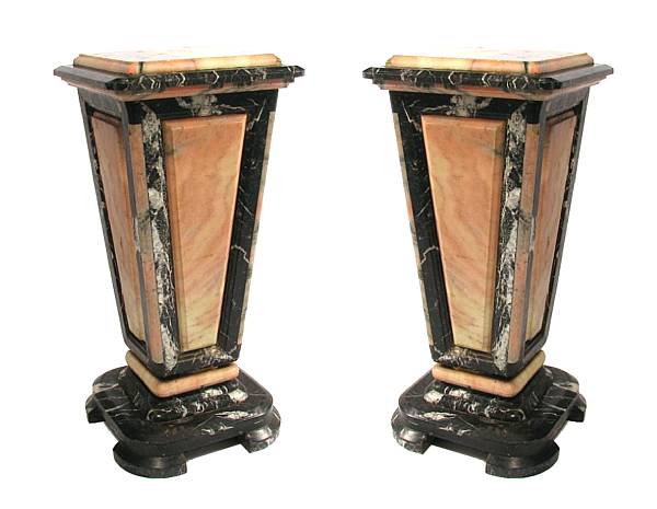 Appraisal: A pair of bi-color marble pedestals height in width in