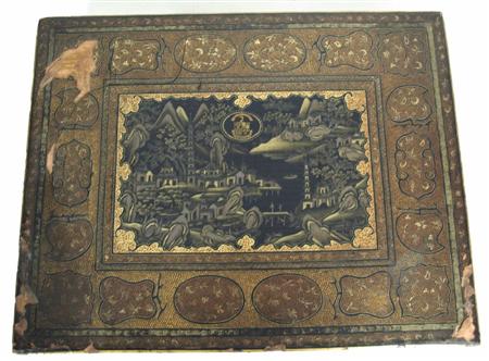 Appraisal: An early th century Chinese lacquer gaming box of rectangular