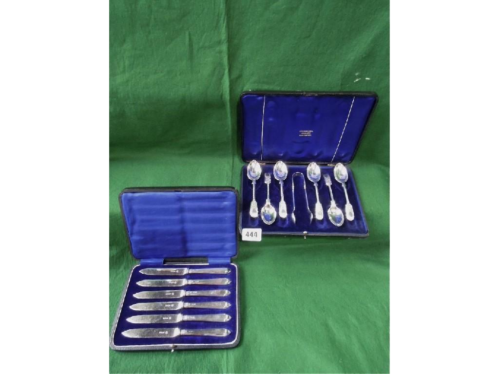 Appraisal: A cased set of six silver teaspoons with floral chasing