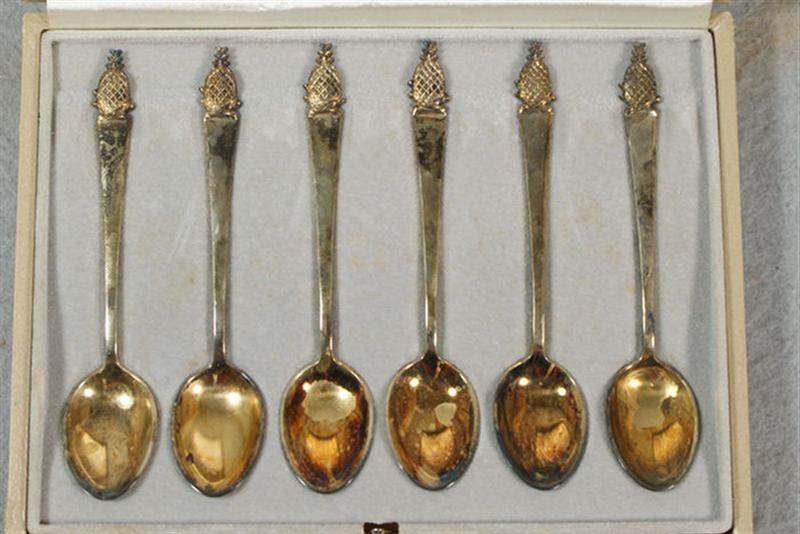 Appraisal: Danish sterling silver pineapple pattern demitasse spoons marked retailed by