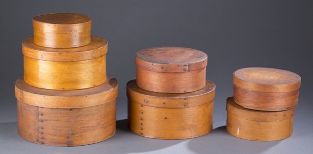 Appraisal: Collection of th c Wooden Nesting Boxes Varied sizes all